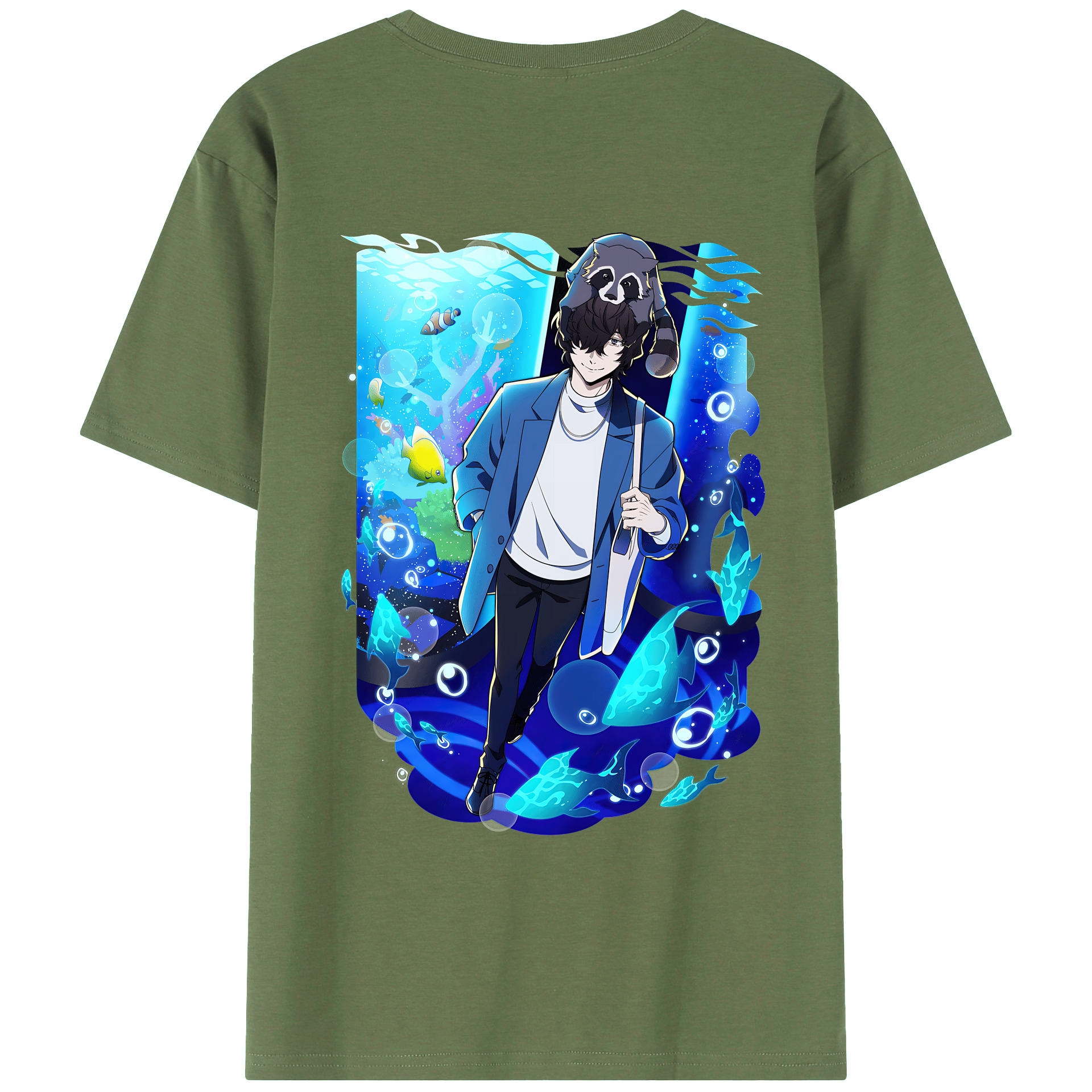 （画像用） 文豪ストレイドッグス Bungo Stray Dogs 綿100％ メンズ半袖Tシャツ（バックプリント） 通気性